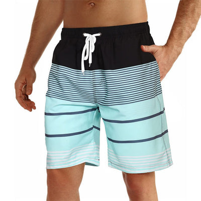 Men’s Swim Trunks – Quick Dry Stretch – Elastic Waist – Knee Length Relaxed Fit