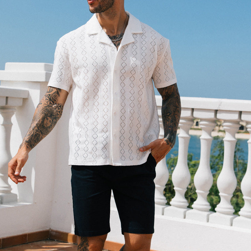 Men's Short Sleeve Shirt - Crochet Pattern - Relaxed Fit - Button-Up - Casual Wear