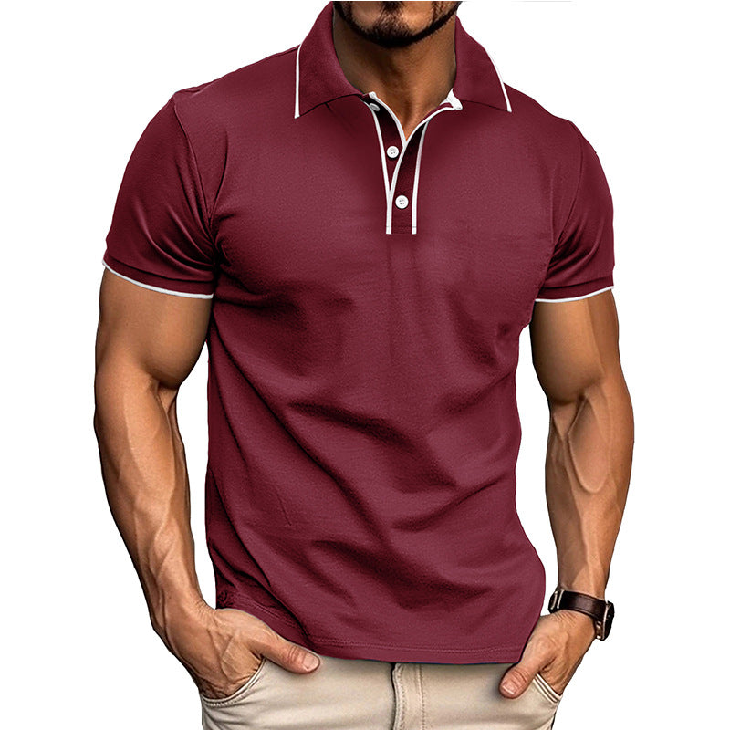 Men’s Polo Shirt – Athletic Fit – Cotton Blend – Button Placket – Subtle Piping