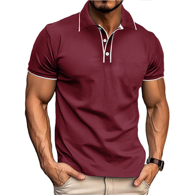 Men’s Polo Shirt – Athletic Fit – Cotton Blend – Button Placket – Subtle Piping