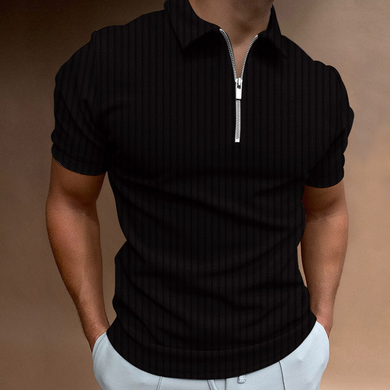 Men’s Polo Shirt – Slim Fit – Cotton Knit – Short Sleeve – Zipper Neckline