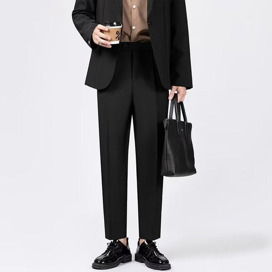 Men’s Tailored Trousers – Slim Fit – Wool Blend – Ankle Length – Sharp Crease