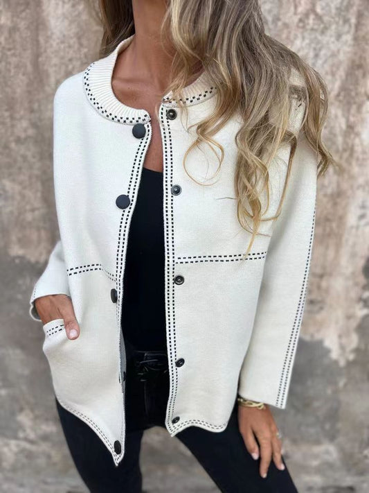 Women’s Sweater Jacket – Soft Knit – Relaxed Fit – Button Front – Long Sleeve – Pockets