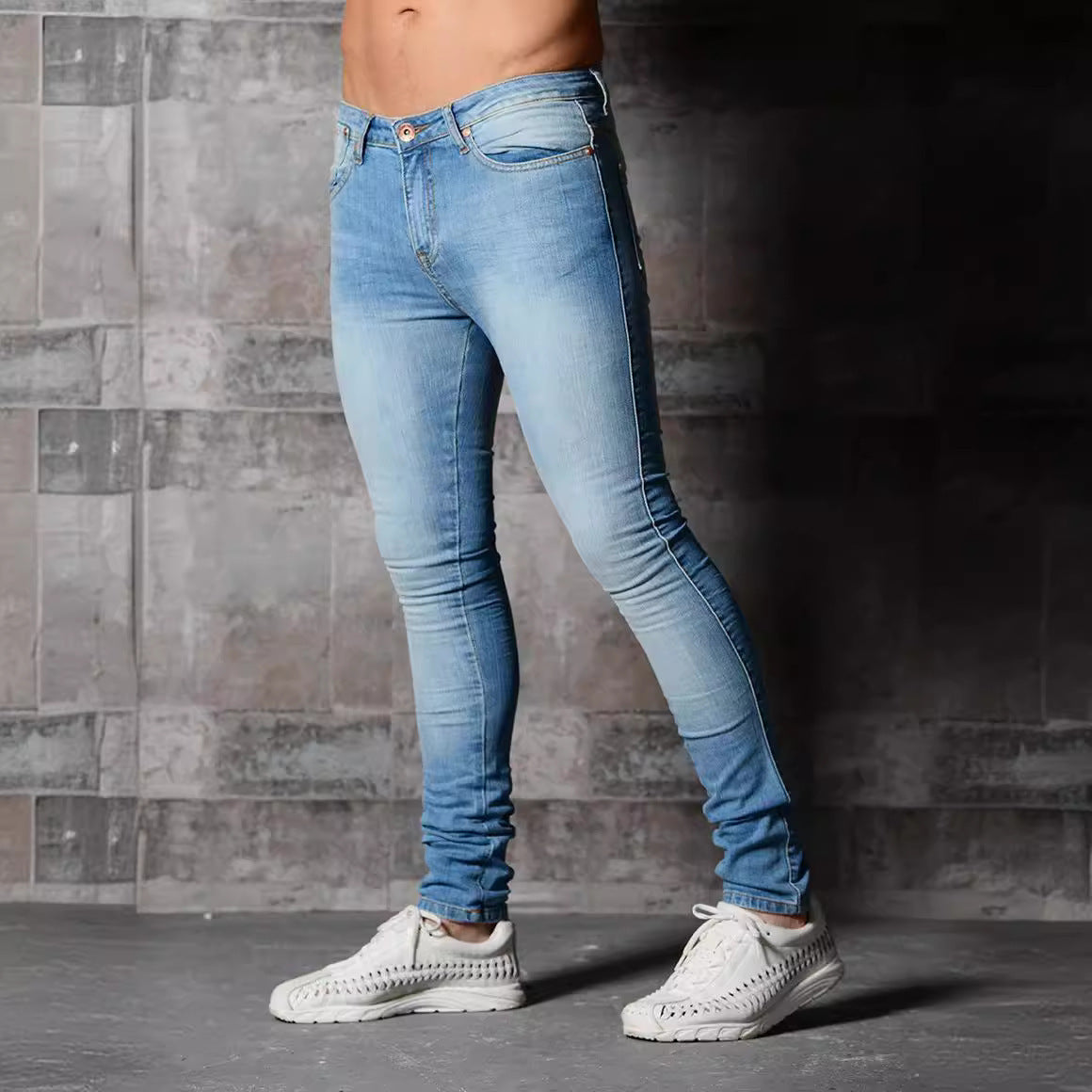 Men’s Denim Pants – Slim Fit – Stretch Denim – Full Length – 5-Pocket Casual Style
