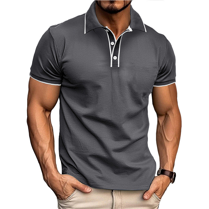 Men’s Polo Shirt – Athletic Fit – Cotton Blend – Button Placket – Subtle Piping