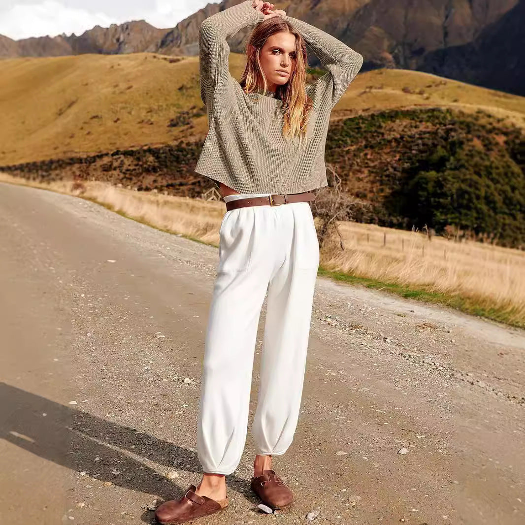 Women’s Knit Two-Piece Set – Relaxed Fit Sweater – Wide-Leg Trousers – Soft Lounge Wear