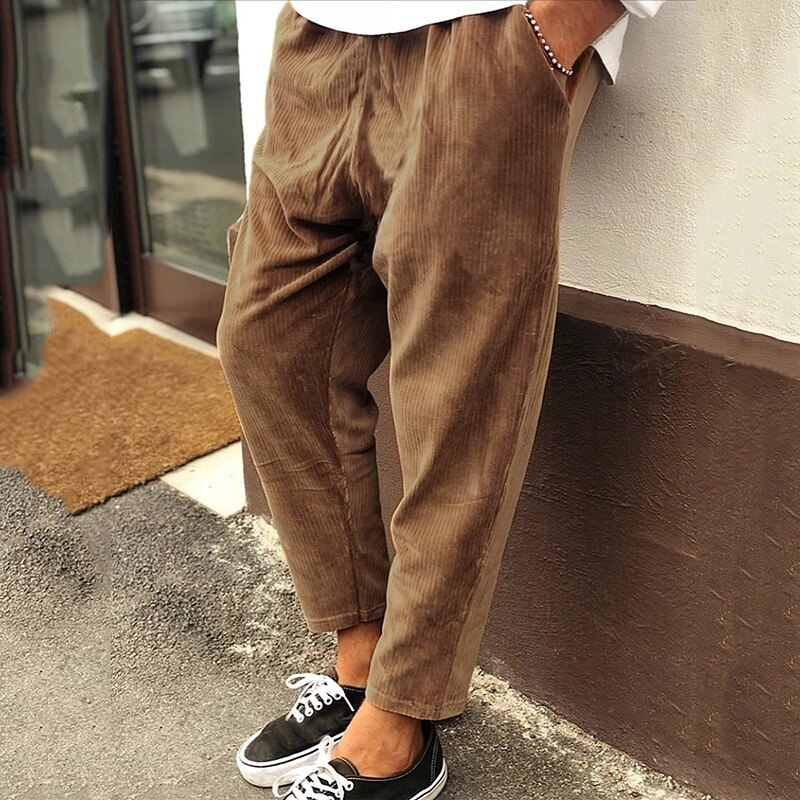 Men's stylish ribbed cropped pants