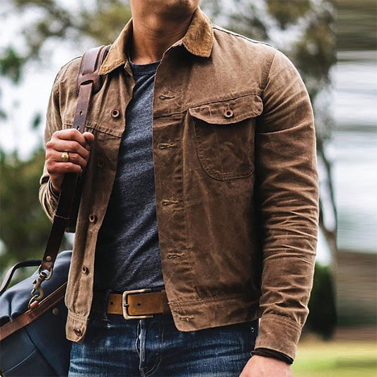 Men's Vintage Jacket - Rugged Design - Classic Button Closure - Outdoor Wear