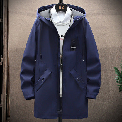 Men’s Hooded Jacket – Mid-Length – Fleece Lined – Windproof Standard Fit Outerwear