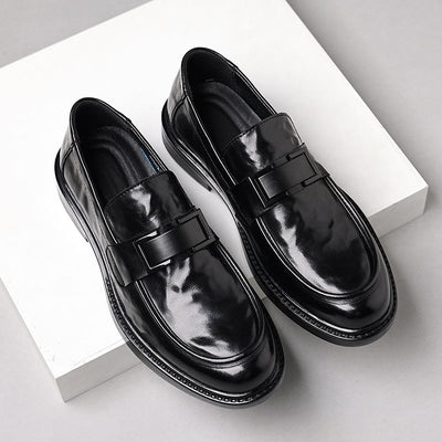 Men’s Leather Loafers – Slip-On – Pointed Toe – Polished Finish – Formal Shoe