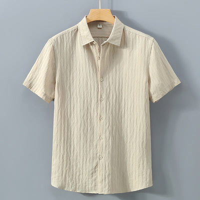 Men’s Button-Down Shirt – Relaxed Fit – Breathable Blend – Textured – Short Sleeve