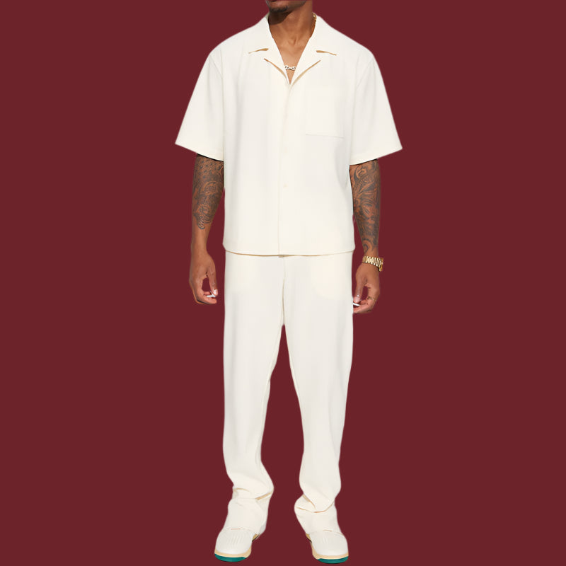 Men’s Short Sleeve Shirt – Relaxed Fit – Breathable Blend – Button-Up with Chest Pocket