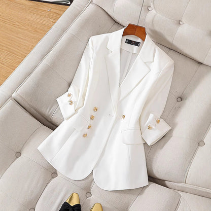 Women’s Blazer – Tailored Fit – Double-Breasted – Structured Silhouette – 3/4 Sleeve