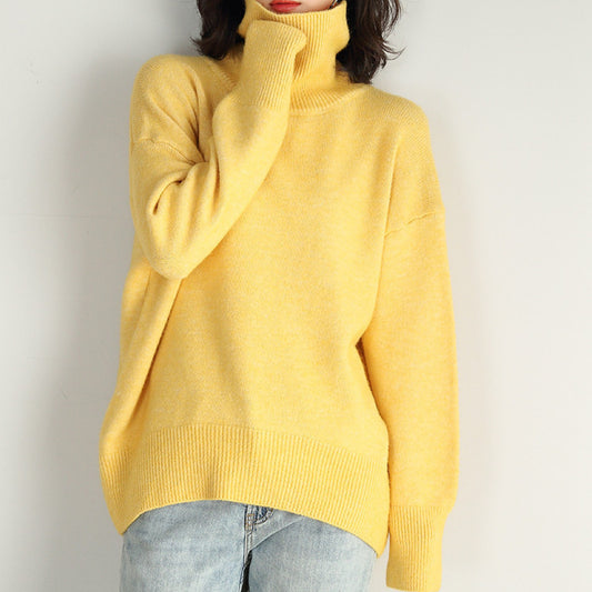 Women's oversized turtleneck basic knit sweater