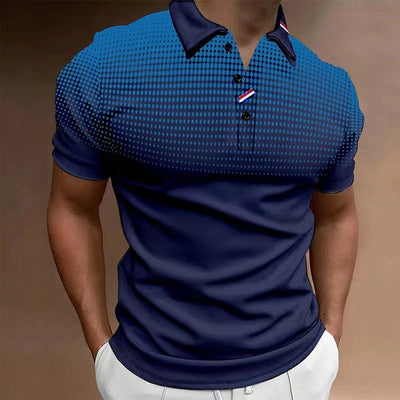 Men’s Polo Shirt – Slim Fit – Cotton Blend – Short Sleeve – Gradient Polka Dot Print