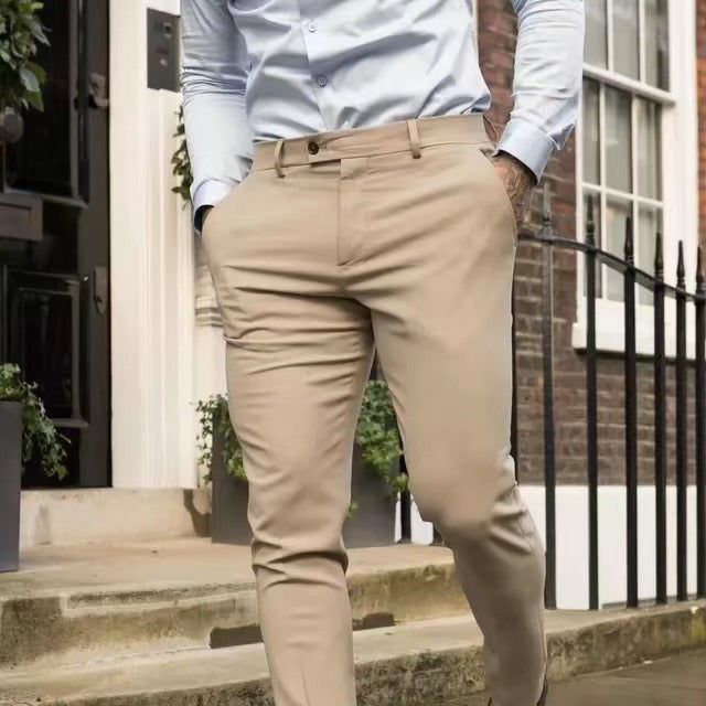 Men’s Trousers – Slim Fit – Tapered Leg – Cotton Blend – Business Casual Style