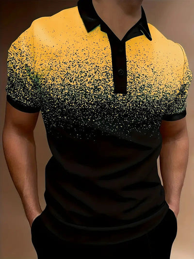 Men’s Polo Shirt – Slim Fit – Gradient Print – Soft Breathable Blend – Casual Style