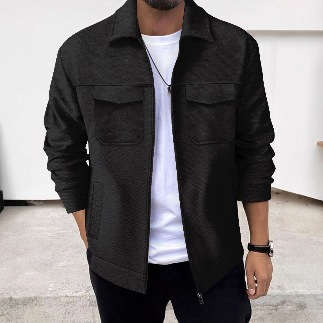 Men’s Cargo Jacket – Tailored Fit – Cotton Blend – Utility Pockets – Zip Front