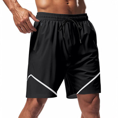 Men’s Athletic Shorts – Quick Dry Lightweight Fabric – Loose Fit – Knee Length – Zipper Pockets