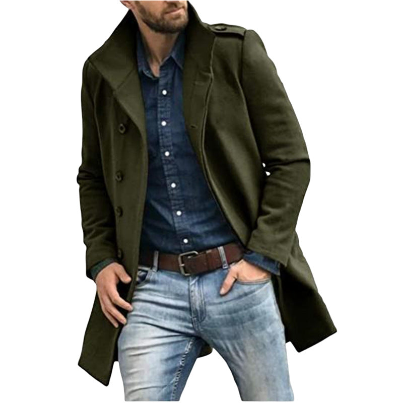 Men's winter wool trench coat