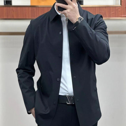 Men’s Overshirt – Slim Fit – Lightweight – Turn-Down Collar – Business Casual Layer