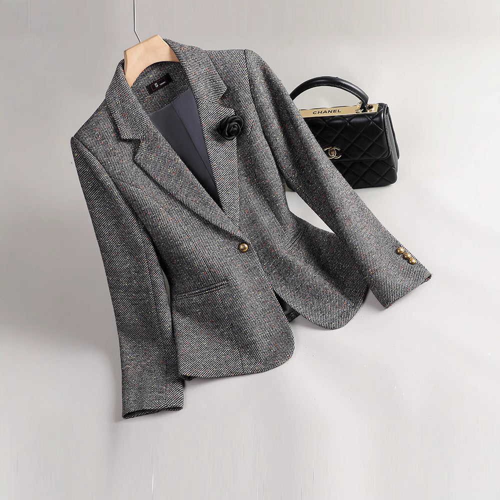 Women’s Blazer – Tailored Fit – Notched Lapel – Rose Embellishment