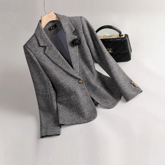 Women’s Blazer – Tailored Fit – Notched Lapel – Rose Embellishment