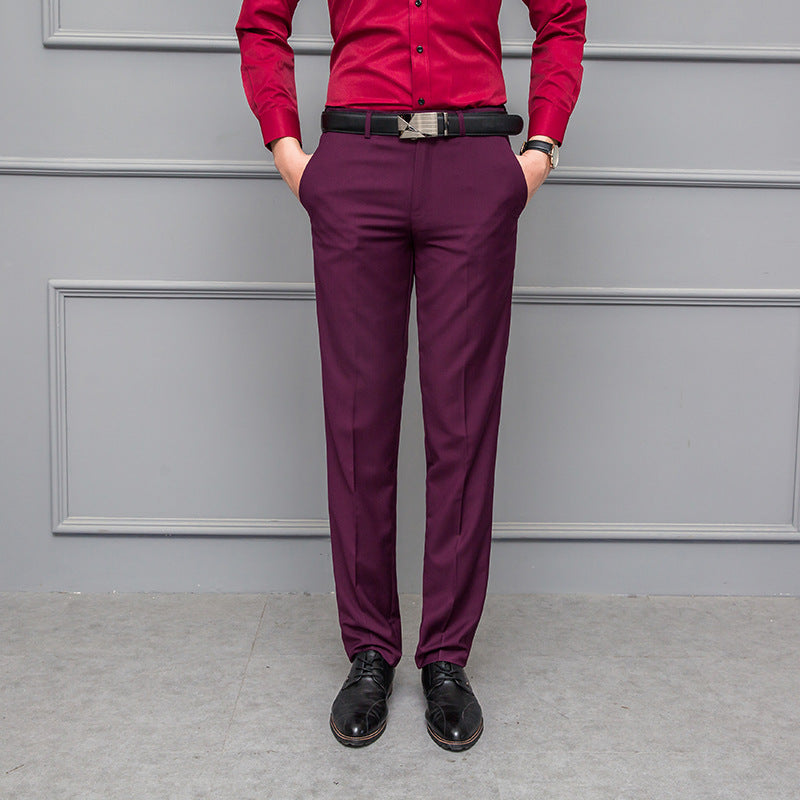 Men’s Business Trousers – Slim Fit – Flat Front – Stretch – Wrinkle-Resistant – Full Length