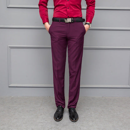 Men’s Business Trousers – Slim Fit – Flat Front – Stretch – Wrinkle-Resistant – Full Length