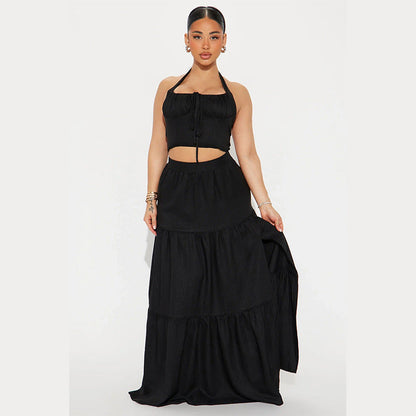 Women’s Maxi Dress – High Waist – Tiered Design – Lightweight Breathable Fabric – Flowing Fit