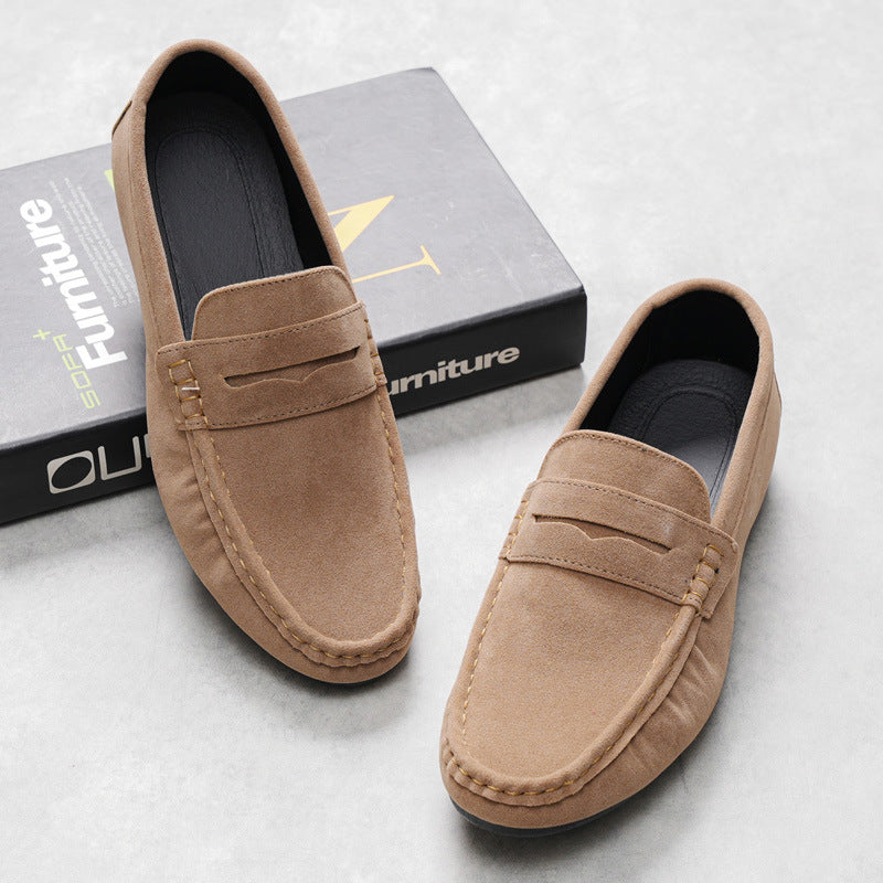 Men’s Suede Loafers – Slip-On Moc Toe – Split Strap – Casual Comfort Fit