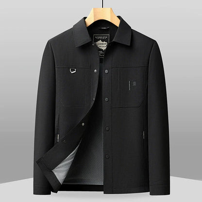Men’s Business Casual Jacket – Classic Fit – Lapel Collar – Woven Fabric – Button Front