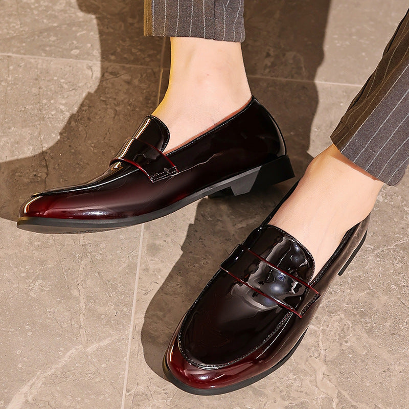 Men’s Loafers – Glossy Leather – Slip-On Fit – Vamp Strap – Business Casual Style