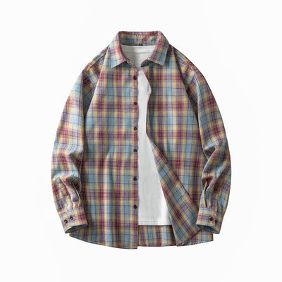 Men’s Plaid Shirt - Classic Button-Up - Long Sleeve - Spread Collar Casual Wear