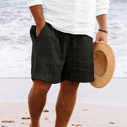 Men’s Shorts – Cotton Linen Blend – Relaxed Fit – Drawstring Waist – Multi Pocket