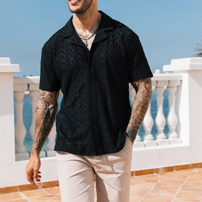 Men's Short Sleeve Shirt - Crochet Pattern - Relaxed Fit - Button-Up - Casual Wear