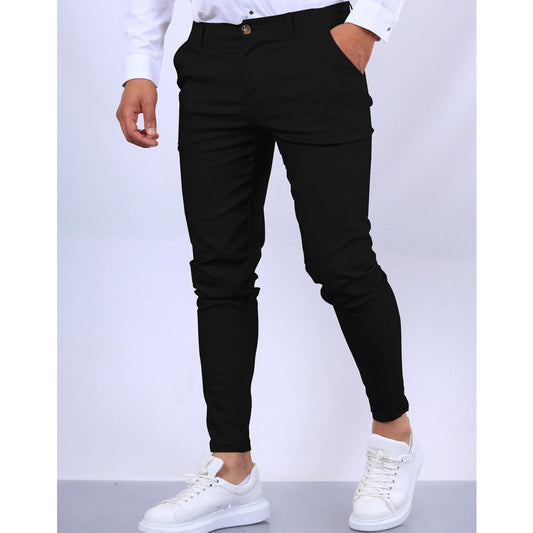 Men’s Tailored Trousers – Slim Fit – Tapered Leg – Stretch Fabric – Smart Casual
