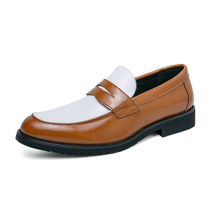 Men’s Loafers – Polished Leather – Slip-On Penny Strap – Two-Tone Rubber Sole