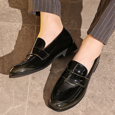 Men’s Loafers – Glossy Leather – Slip-On Fit – Vamp Strap – Business Casual Style