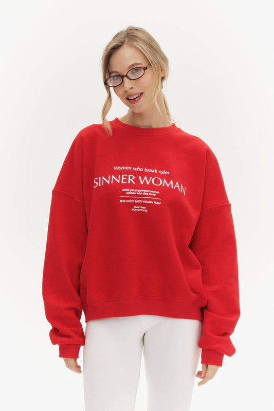 Women’s Sweatshirt – Oversized Fit – Crew Neck – Cotton Blend – Graphic Front – Ribbed Hem