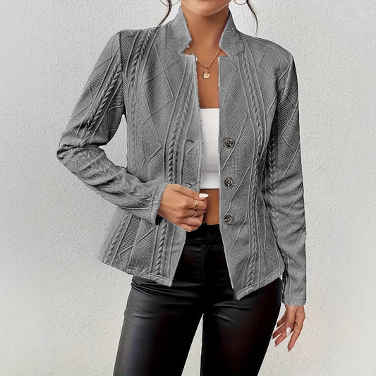 Women’s Blazer – Tailored Fit – Stand Collar – Button Front