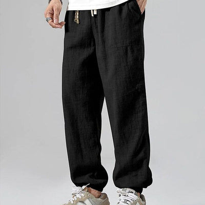 Men’s Jogger Pants – Linen Blend – Relaxed Fit – Tapered Leg – Elastic Waist