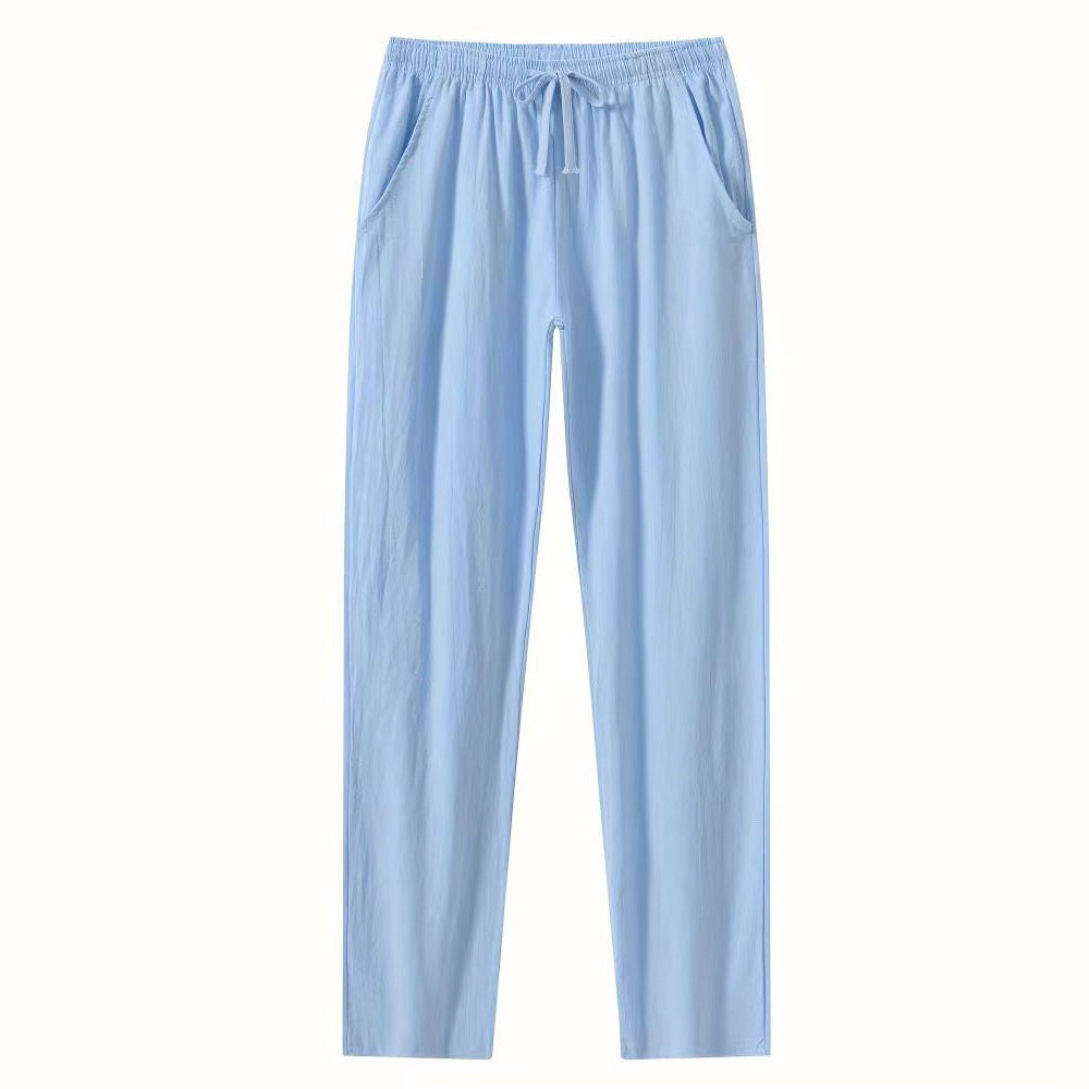 Women’s Full Length Pants – Relaxed Fit – Cotton – Elastic Waist – Drawstring – Pockets