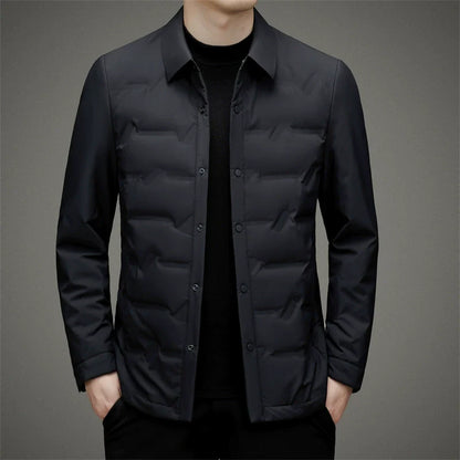 Men’s Down Jacket – Slim Fit – Insulated – Button-Up Quilted Design