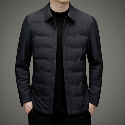 Men’s Down Jacket – Slim Fit – Insulated – Button-Up Quilted Design