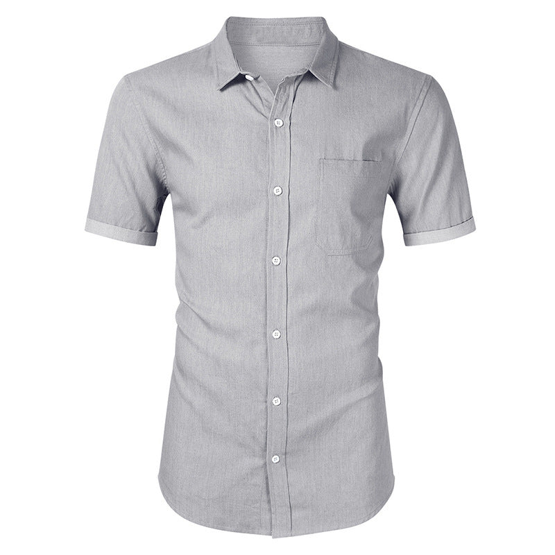 Men’s Short Sleeve Shirt – Slim Fit – Cotton – Button Front – Chest Pocket