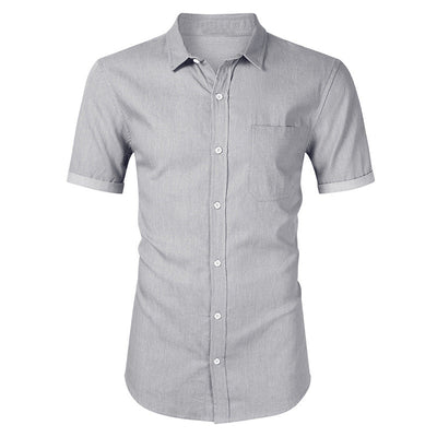 Men’s Short Sleeve Shirt – Slim Fit – Cotton – Button Front – Chest Pocket