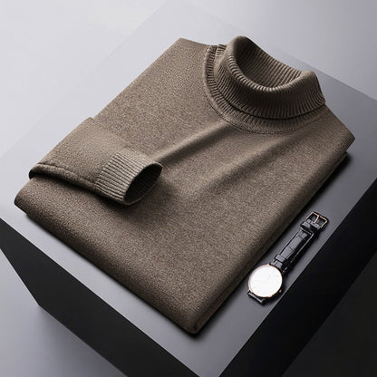 Men’s Turtleneck Sweater - Knitted - Slim Fit - Long Sleeve Warm Pullover