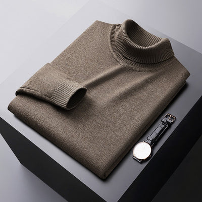 Men’s Turtleneck Sweater - Knitted - Slim Fit - Long Sleeve Warm Pullover