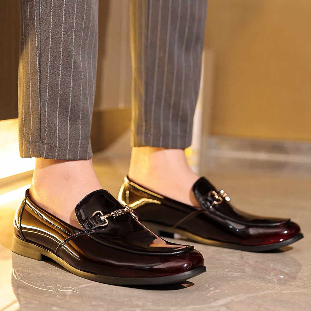 Men’s Dress Loafers – Patent Leather – Slip-On – Metal Bit – Cushioned Insole